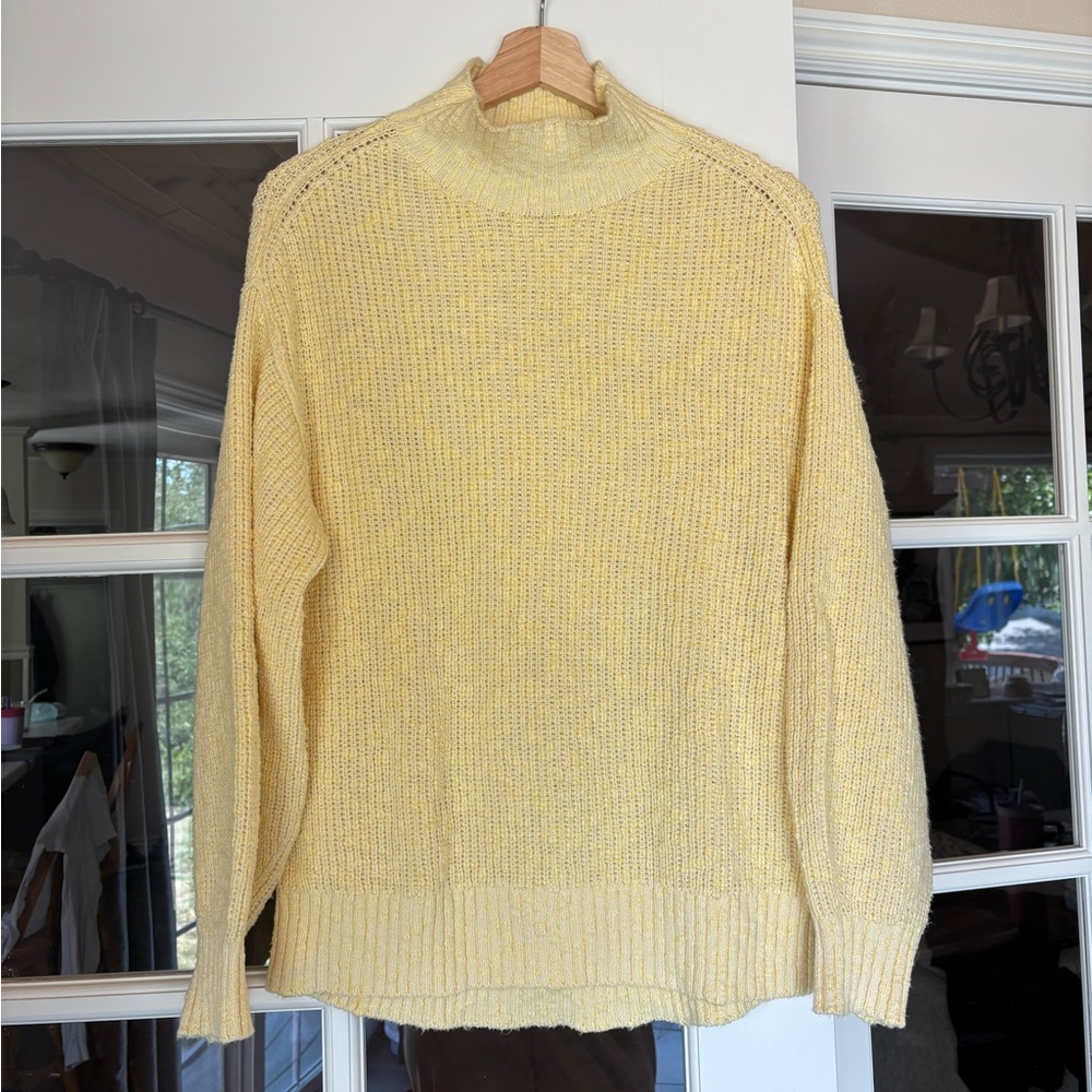 Aerie Yellow Cowl Neck Sweater with Textured Knit